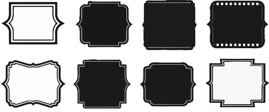 Collection of eight decorative vintage-style frames and labels