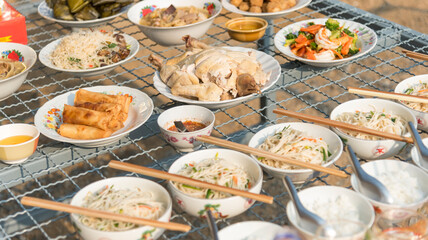 Bangkok , Thailand - 16 Feb, 2026 : food for make offerings to the spirits in Chinese new year / pay respect to god