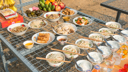 Bangkok , Thailand - 16 Feb, 2026 : food for make offerings to the spirits in Chinese new year / pay respect to god