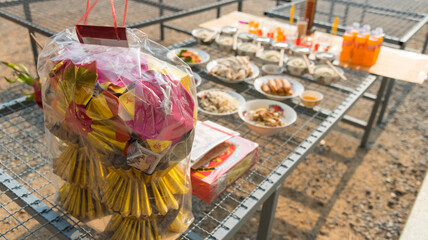 Bangkok , Thailand - 16 Feb, 2026 : food for make offerings to the spirits in Chinese new year / pay respect to god