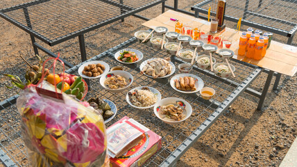 Bangkok , Thailand - 16 Feb, 2026 : food for make offerings to the spirits in Chinese new year / pay respect to god