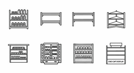 A variety of furniture items including bookshelves, cribs, and desks Vector © Runa