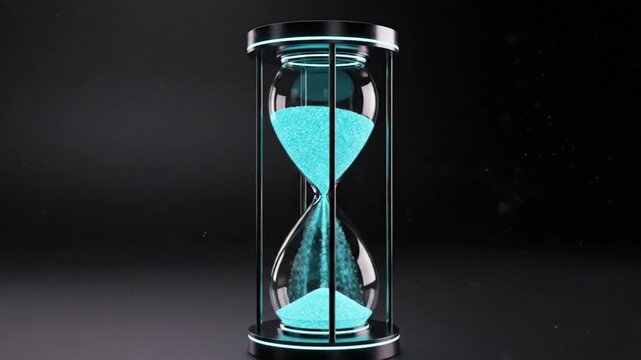 Teal Hourglass on Black Background