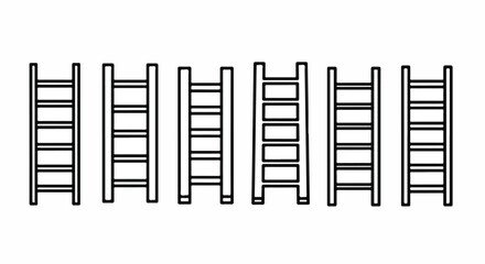 A collection of six identical ladders standing upright in a row Vector © Runa