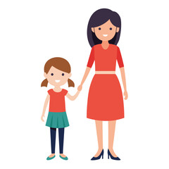 mother with children cartoon illustration vector