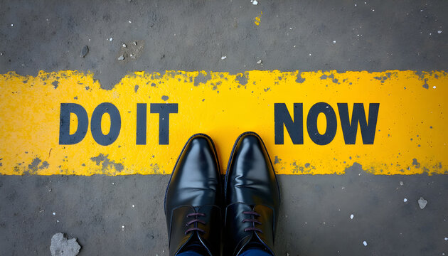 Do It Now Motivation Concept, Inspirational Text Message for Productivity, Action, Success, Goal Achievement and Personal Development