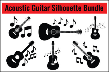 Fototapeta premium Acoustic Guitar Silhouette Bundle