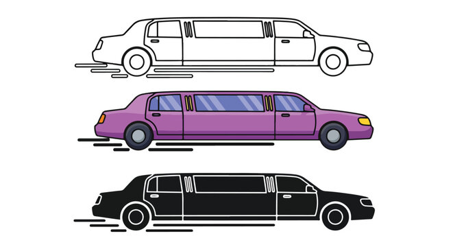 luxury limousine car set flat design vector illustration - Vector icon Set - Stickers and Clipart - PNG and SVG Icon collection - Lineal icons - logo template