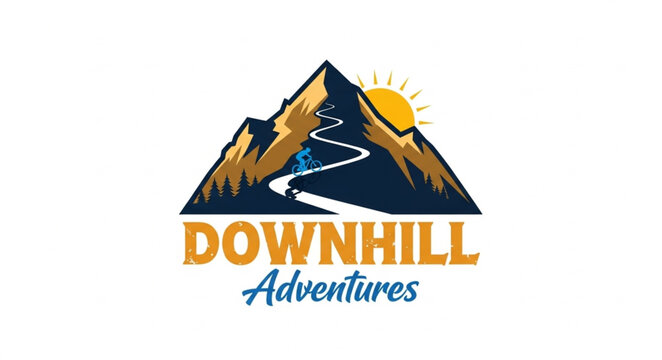 Downhill Adventures Mountain Logo Design.