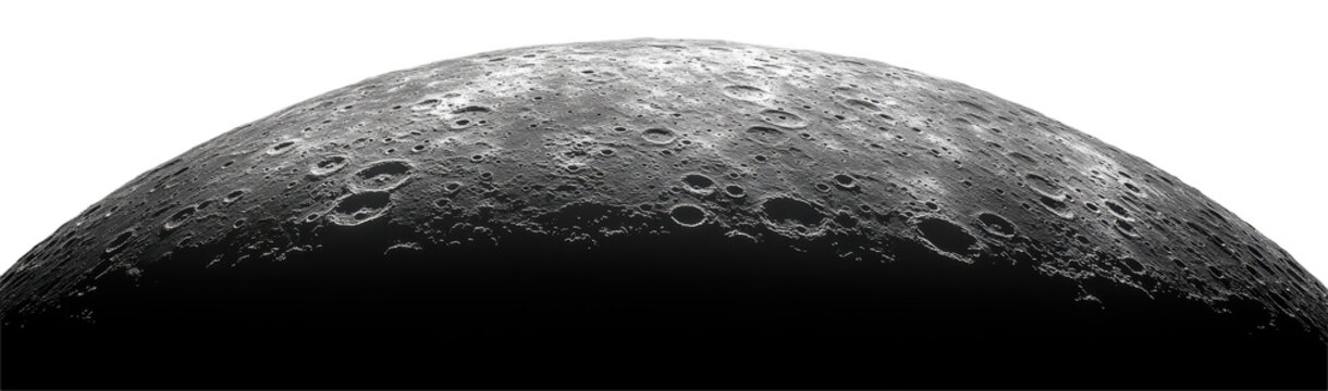 Close view of the surface of the moon showing craters and shadow details