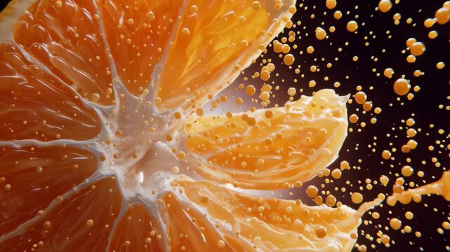 Vibrant Orange Slice Exploding with Juice