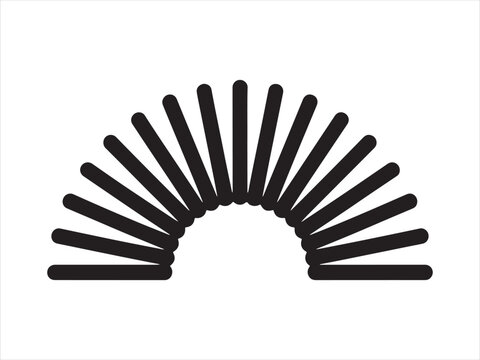 Coil spring in wave shape silhouette, Spring Toy Slinky Silhouette Vector Illustration