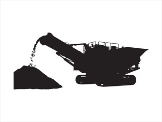 Industrial Crusher Machine vector, Construction conveyor machine silhouette, Mining Crusher Conveyor Machine Silhouette vector illustration