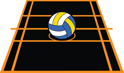 Volleyball Court with Ball Sports Game Vector Illustration