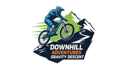 Downhill Mountain Biker Logo Design. © Andik