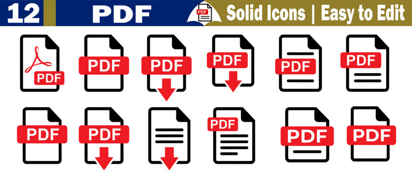 Document format icons showing pdf file types for web and interface design vector illustration.