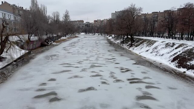 snow covered river