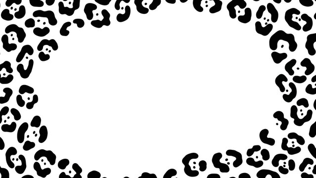 Black and white leopard print border with empty white space for text and design elements
