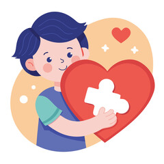 boy and girl with heart cartoon illustration