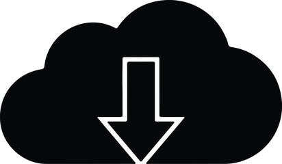 Obraz premium silhouette cloud storage symbol with downward arrow for digital download vector design