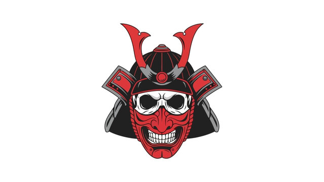 Japanese Samurai Mask Oni Demon Warrior Helmet Illustration