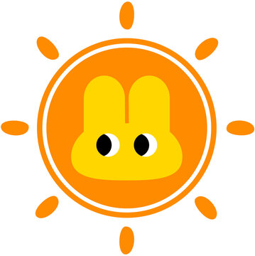 Cute Easter Bunny Sun Cartoon Illustration &ndash; Kawaii Spring Holiday Icon