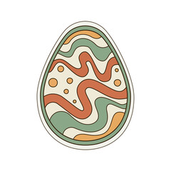 Groovy Retro Easter Egg with Abstract Wavy Patterns