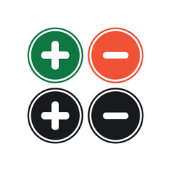Obraz premium Circular plus and minus symbols in green red and black for interactive designs