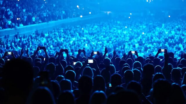 Crowd at concert with phones raised