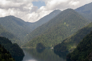 Mountain landscape view of Lake Ritsa Abkhazia