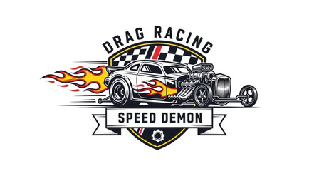 Drag Racing Car Speed Demon Logo. © Rio