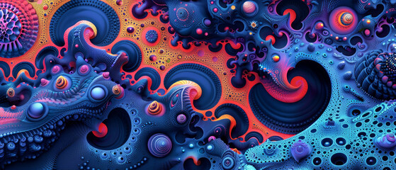 Surreal spirals and bubbles create a hypnotic pattern suitable for psychedelic backgrounds in art projects and music videos.