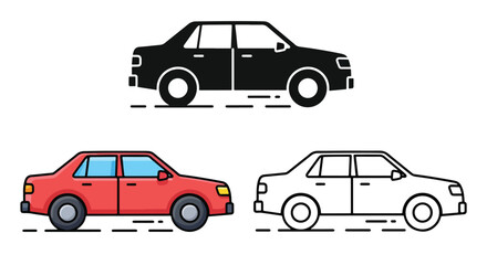 Fototapeta premium Classic car icons set flat design vector illustration - Vector icon Set - Stickers and Clipart - PNG and SVG Icon collection - Lineal icons - logo template