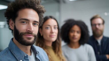 Fototapeta premium Diverse group of professionals standing together in a modern office environment
