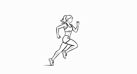 Obraz premium Dynamic line art of a woman in athletic wear running