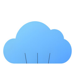 A singular light blue cloud icon is depicted with three subtle vertical lines extending downwards, indicating activity or service.