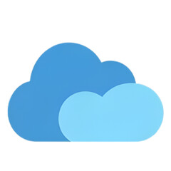 Two distinct shades of blue cloud icons overlap, creating a sense of depth and collaborative digital services.