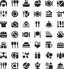 Naklejka premium Extensive Collection of Black Food and Restaurant Icons
