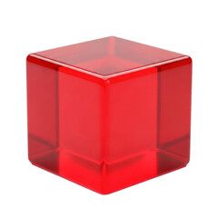 Fototapeta premium Red Glass Cube Isolated Black Background