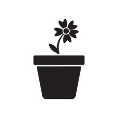 Flower pot icon silhouette vector illustration