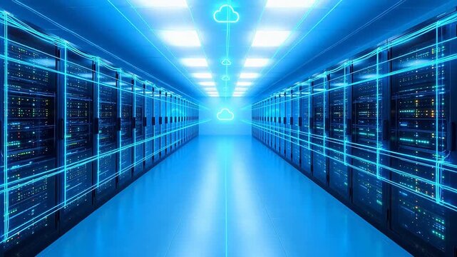 server room with cloud network