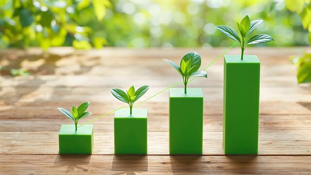 Growth chart with plants on blocks