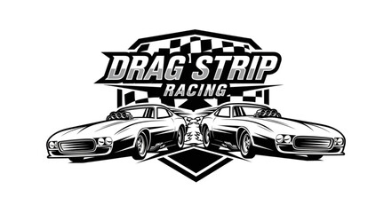 Drag Strip Racing Cars Illustration. © Pocong
