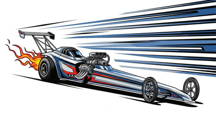 Dragster Racing Car Speed Illustration. © Pocong