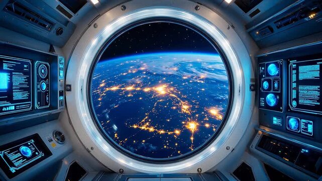 Space station view of Earth at night