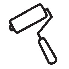 Fototapeta premium Simple black and white illustration of a paint roller on a blank background viewed from above