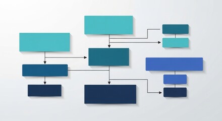 Dynamic business process flowchart with colorful blocks and arrows