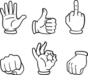 Fototapeta premium Hand gesture doodle outline icon set