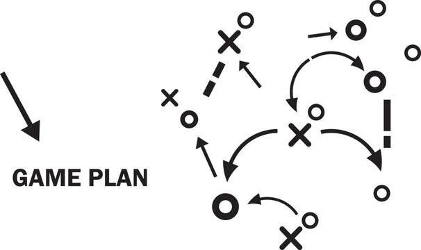 A football play diagram showing offensive player routes and positions