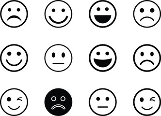 Fototapeta premium emoticons set silhouette on white background